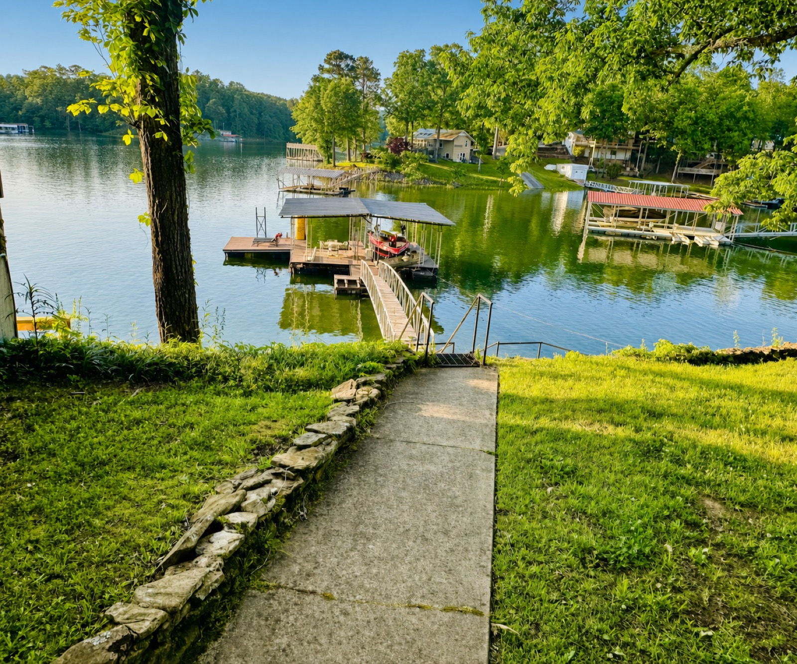 Path down to the private dock at sunset