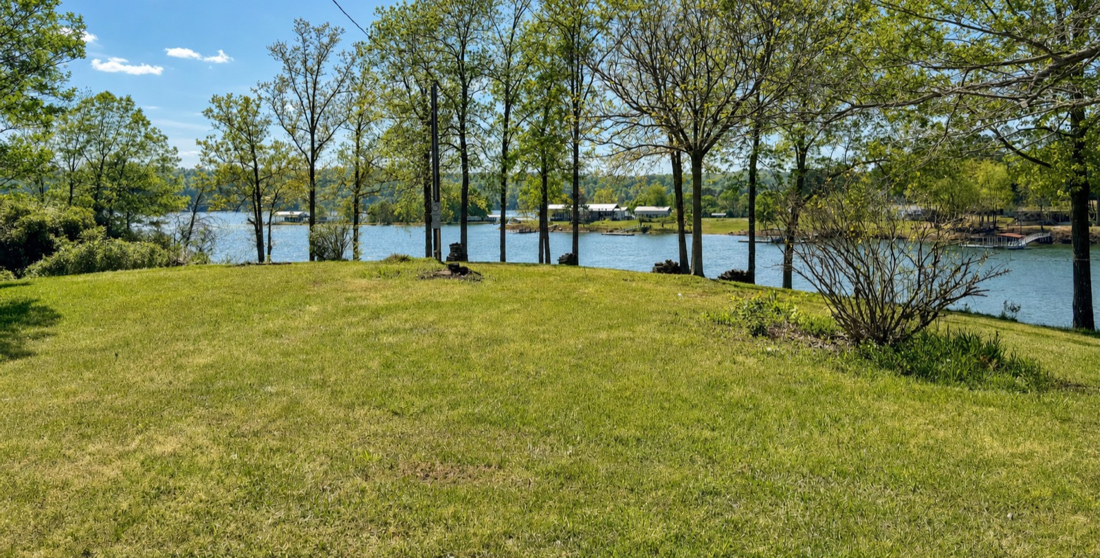 Lakefront lawn and shoreline